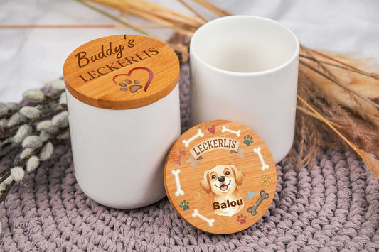 Leckerli Glas personalisiert mit Deinem Wunschtext für Hunde und Katzen