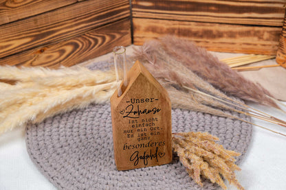 Hochzeitsgeschenk Haus mit Deiner Wunschgravur als Vase personalisiert - Einzugsgeschenk