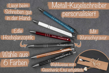 Metall-Kugelschreiber personalisiert in 6 Farben