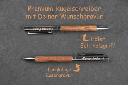 Premium Metall-Kugelschreiber personalisiert mit Holzschaft