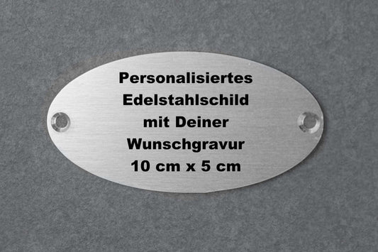 Personalisiertes kleines ovales Edelstahlschild