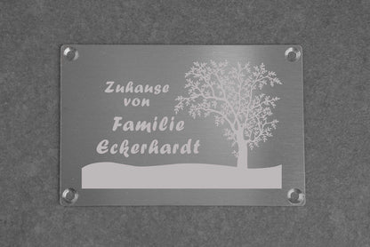 Personalisiertes Klingelschild Türschild Namensschild Briefkastenschild mit Wunschgravur und Baummotiv