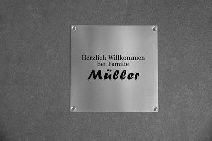 Premium Klingelschild Türschild Namensschild Briefkastenschild personalisiert aus Edelstahl wetterfest