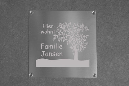 Personalisiertes Klingelschild Türschild Namensschild Briefkastenschild mit Wunschgravur und Baummotiv