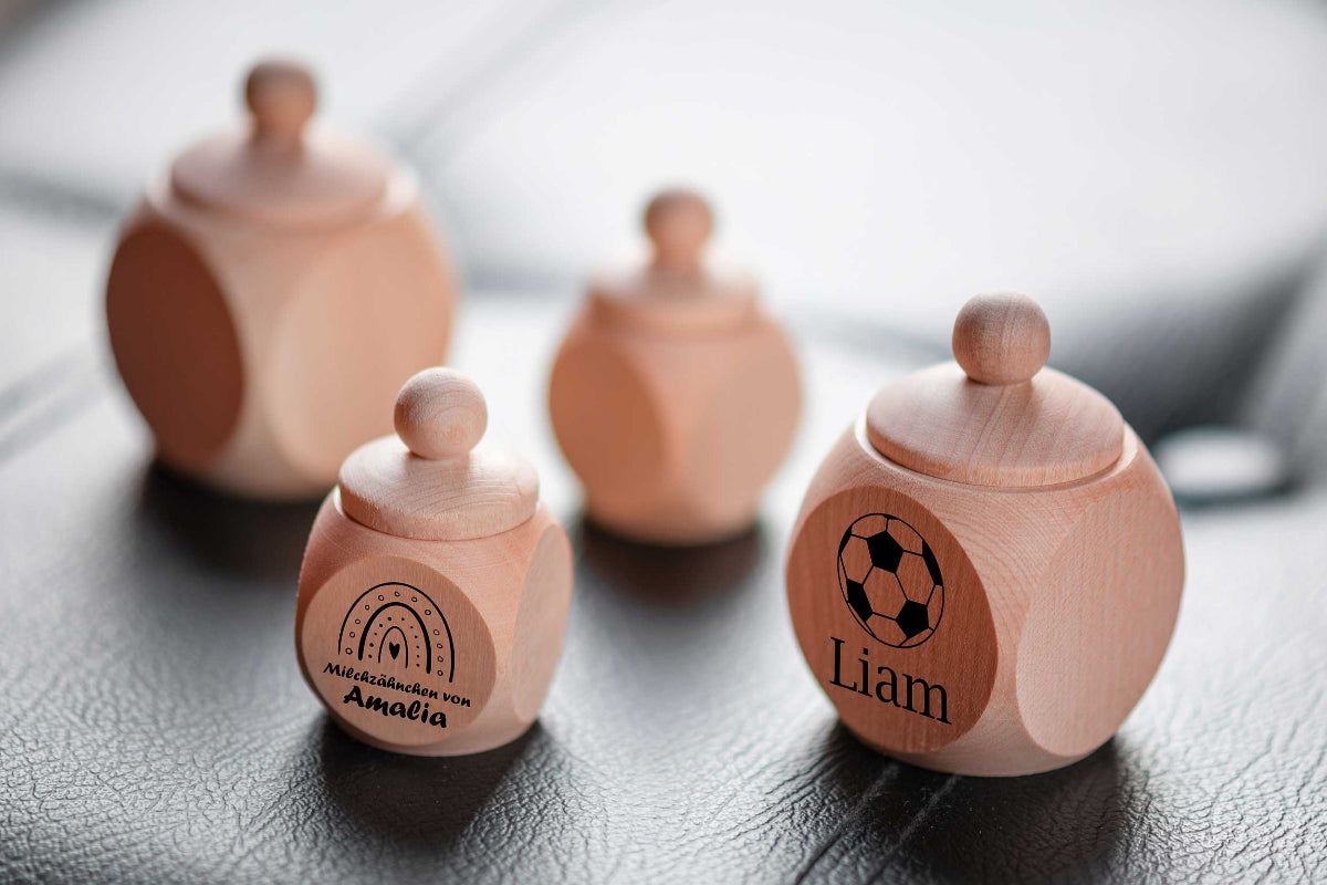Milchzahndose mit Namen personalisiert
