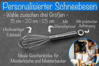 Premium Schneebesen mit Namen personalisiert aus Edelstahl