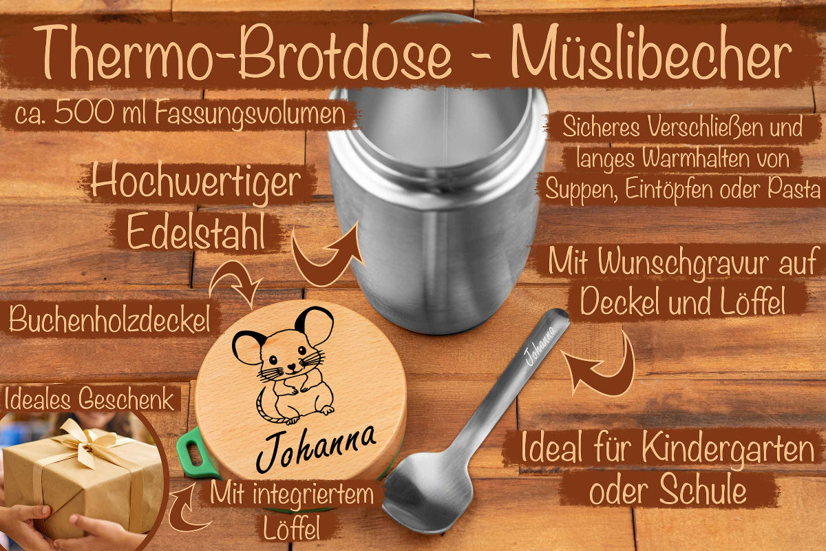 Müslibecher personalisiert für Kinder - Thermobecher, Brotdose