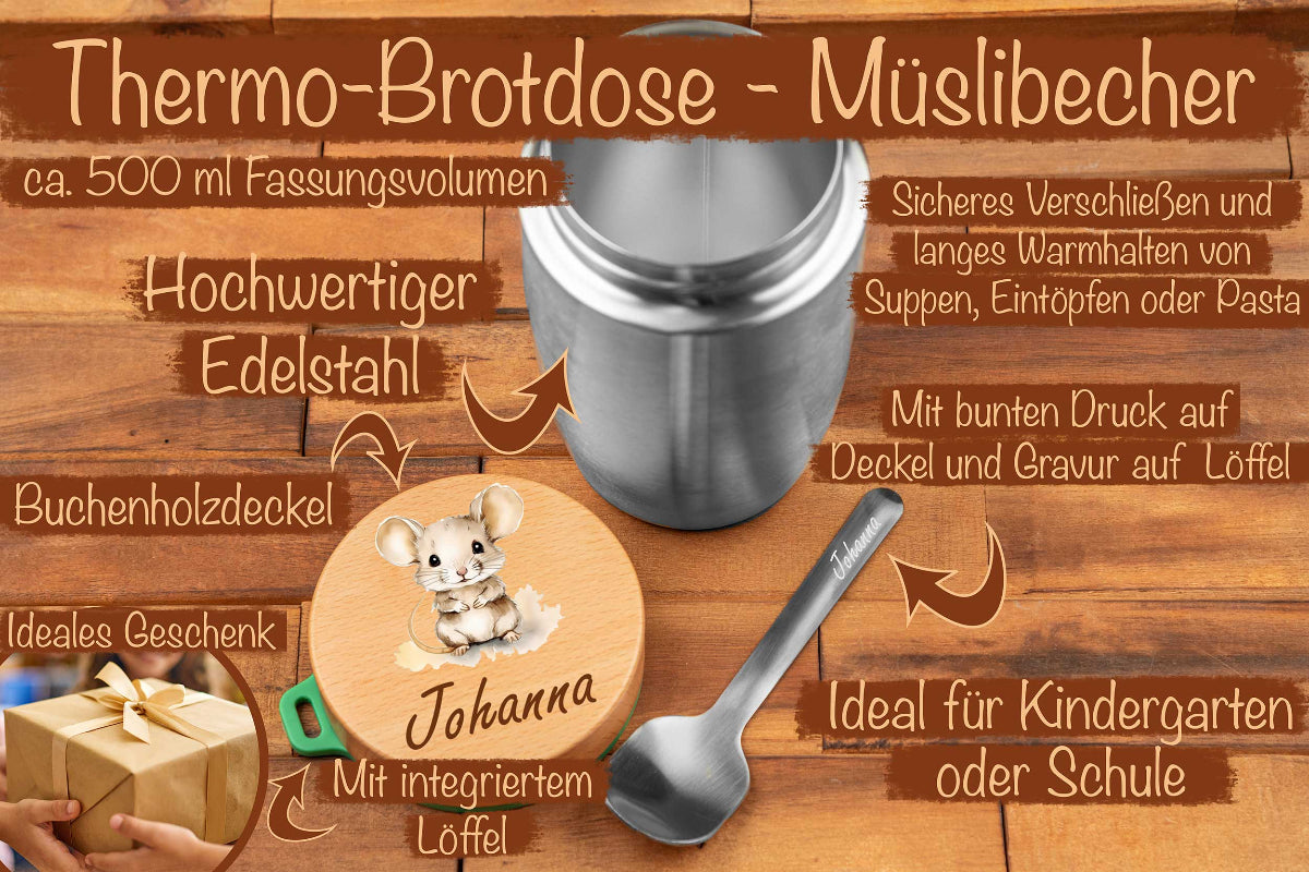 Müslibecher personalisiert für Kinder - Thermobecher, Brotdose