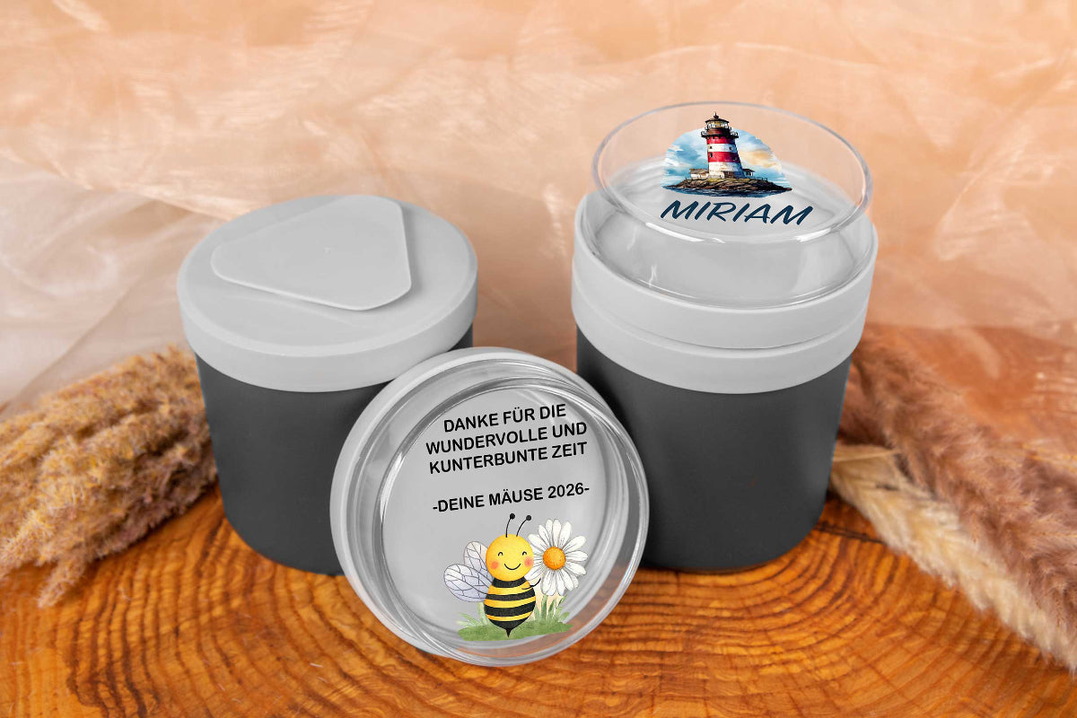 Müslibecher personalisiert aus Kunststoff • Brotdose