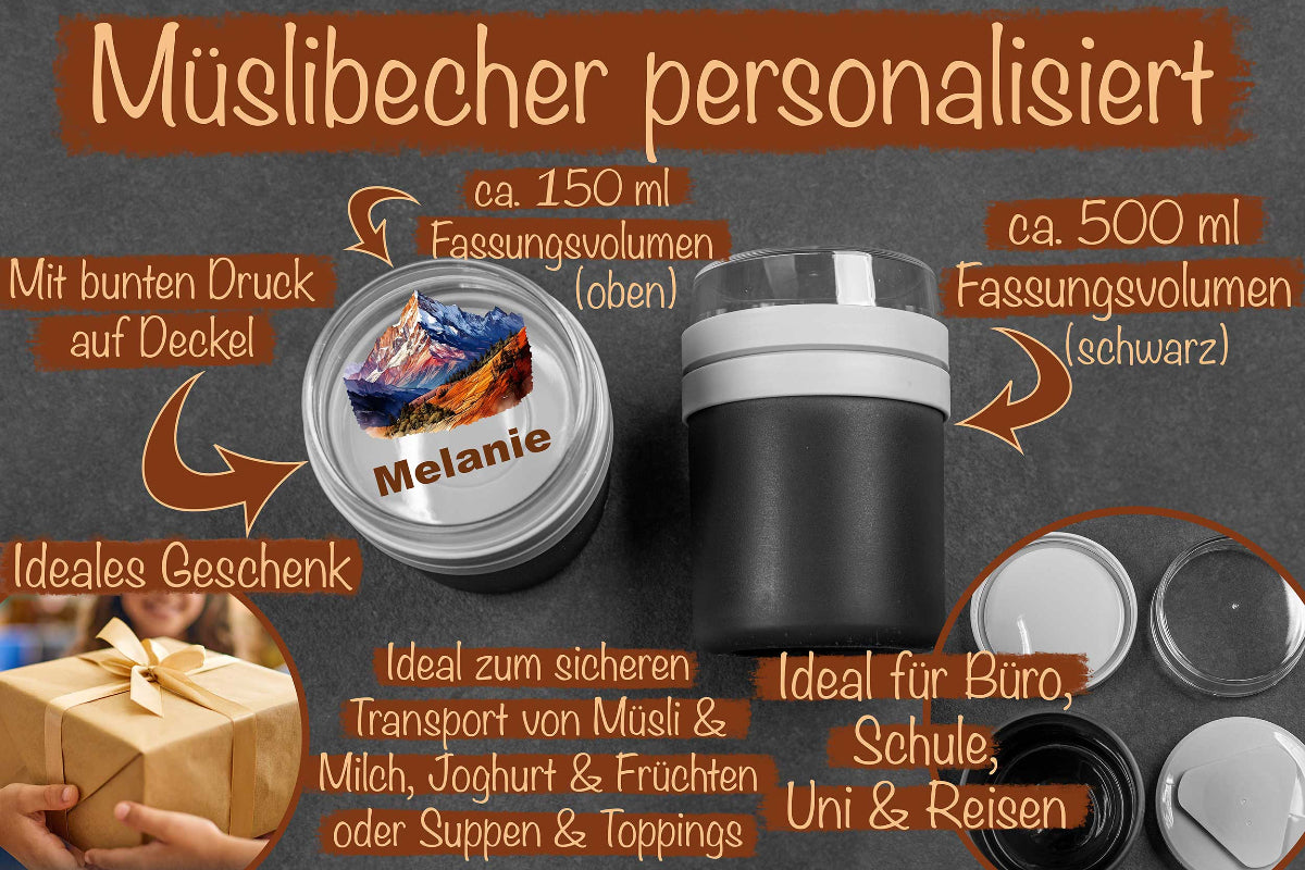Müslibecher personalisiert aus Kunststoff • Brotdose