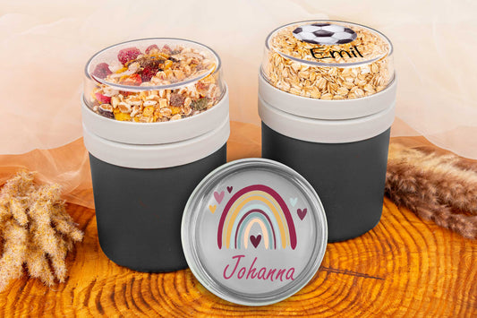 Müslibecher personalisiert für Kinder aus Kunststoff - Brotdose