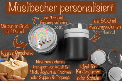 Müslibecher personalisiert für Kinder aus Kunststoff • Brotdose