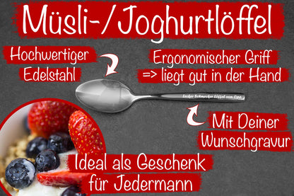 Personalisierter Müslilöffel & Joghurtlöffel aus Edelstahl mit Gravur