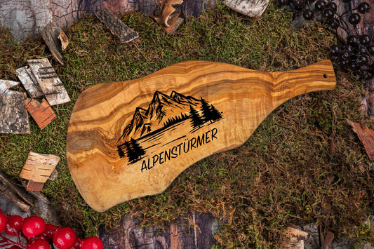 Olivenholz Brotzeitbrett mit Deiner Wunschgravur und vielen Motiven- Schneidebrett