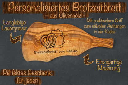 Olivenholz Brotzeitbrett mit Deiner Wunschgravur und vielen Motiven- Schneidebrett