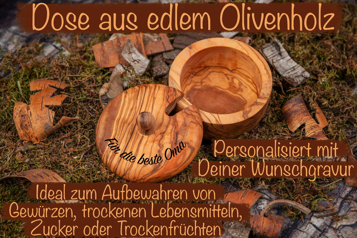 Olivenholz Dose mit Deiner Wunschgravur