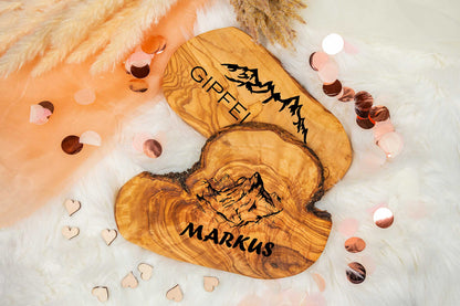 Olivenholz Frühstücksbrett mit Deiner Wunschgravur - Brotzeitbrett