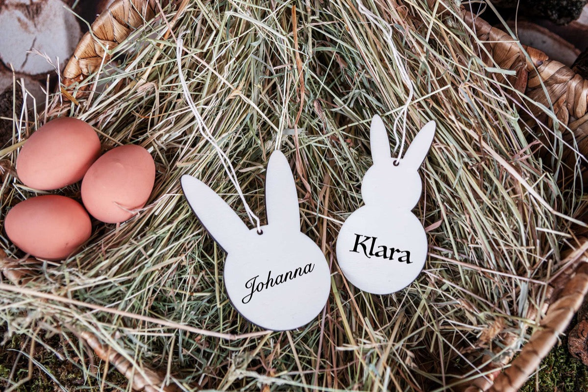 Personalisierter Osteranhänger mit Namen aus Holz