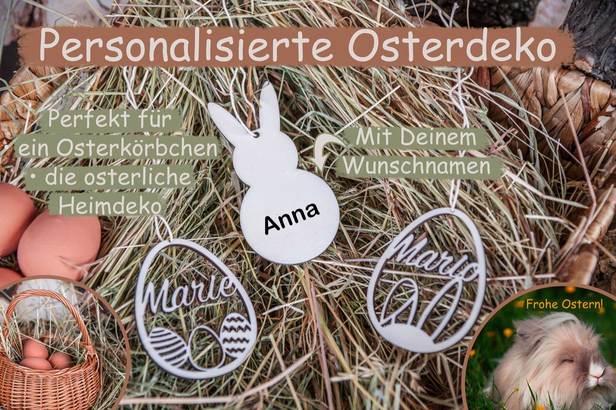 Personalisierter Osteranhänger mit Namen aus Holz