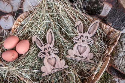 Personalisierter Osterhase mit Namen aus Holz