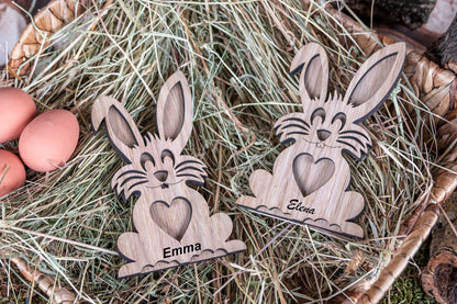 Personalisierter Osterhase mit Namen aus Holz