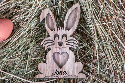 Personalisierter Osterhase mit Namen aus Holz