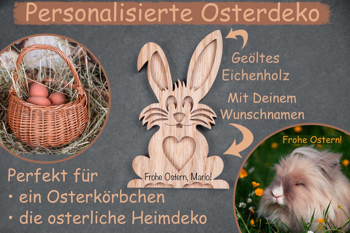 Personalisierter Osterhase mit Namen aus Holz