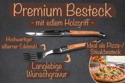 Messer und Gabel personalisiert • Pizzabesteck, Steackbesteck