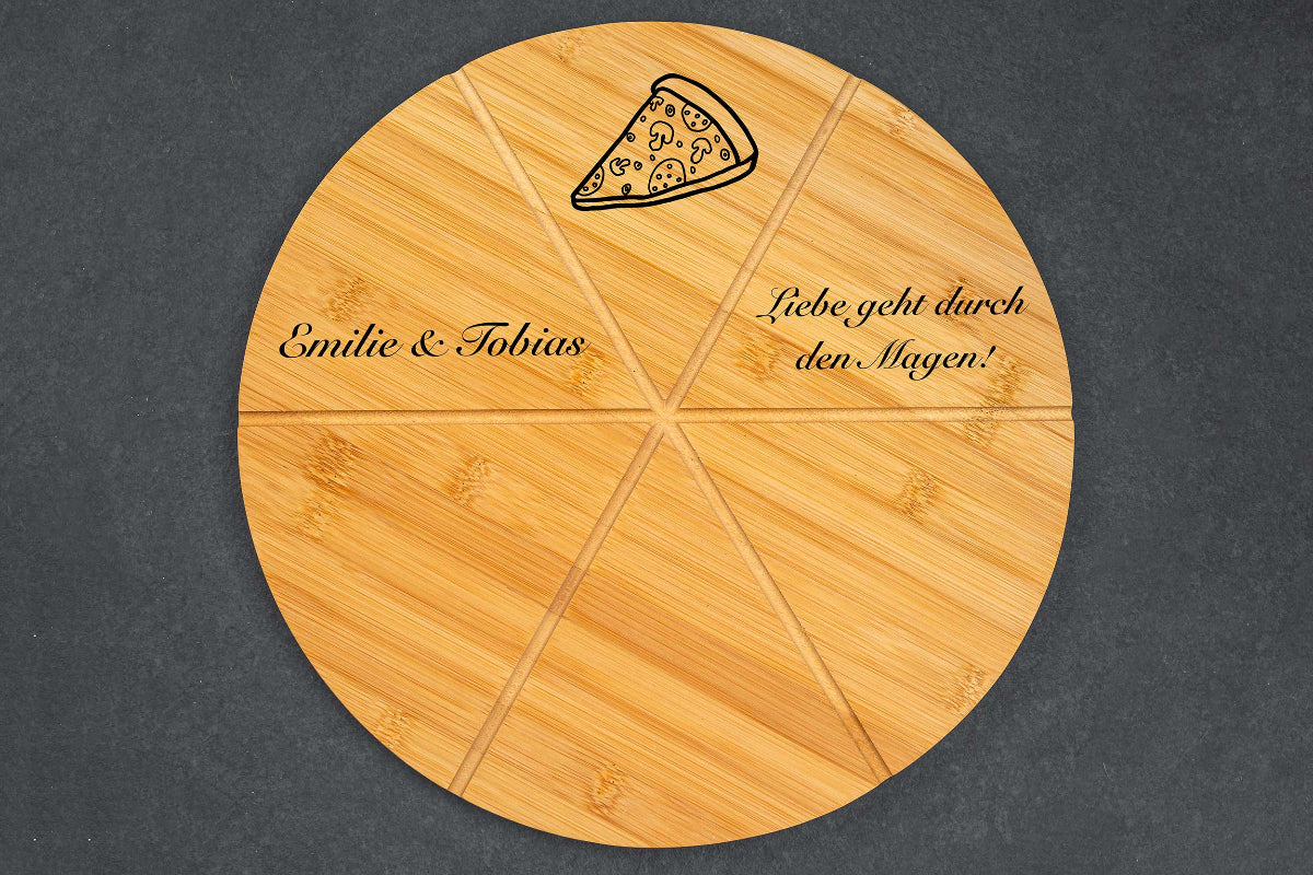 Pizzateller personalisiert aus Bambus • Pizzabrett