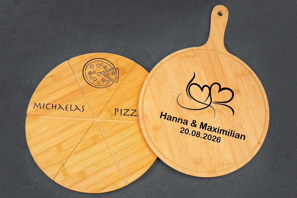 Pizzateller personalisiert aus Bambus • Pizzabrett