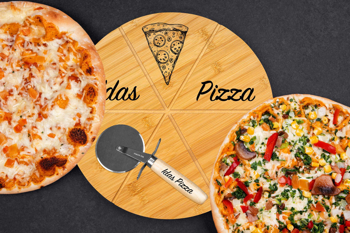 Pizzateller personalisiert aus Bambus • Pizzabrett