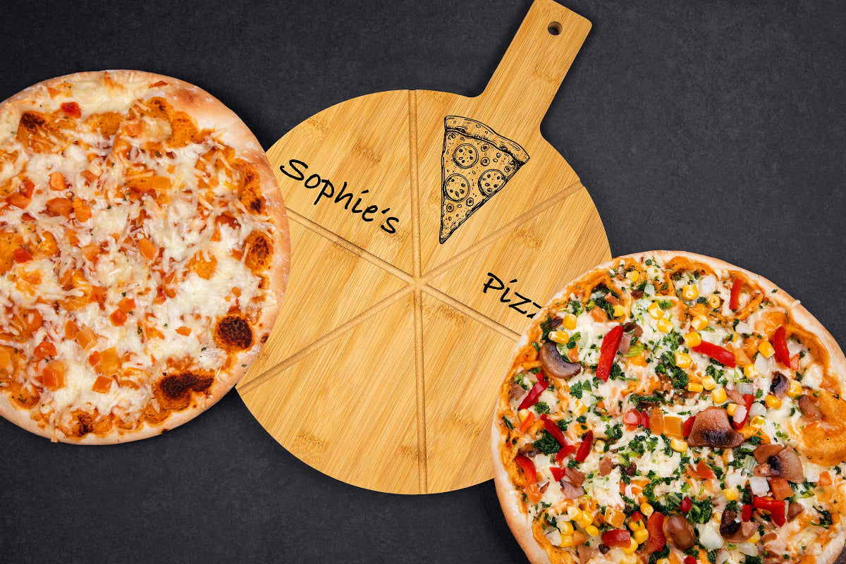 Pizzateller personalisiert aus Bambus • Pizzabrett