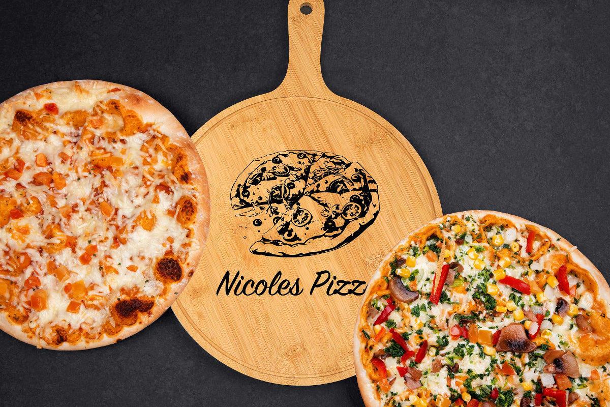 Pizzateller personalisiert aus Bambus • Pizzabrett