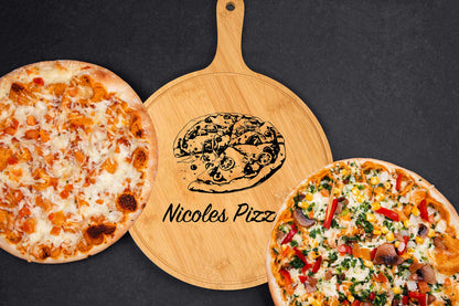 Pizzateller personalisiert aus Bambus • Pizzabrett