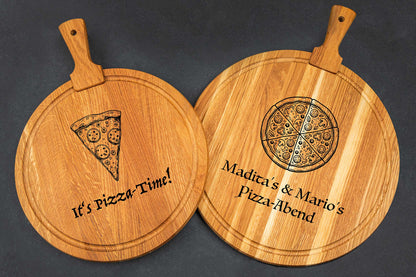 Pizzateller personalisiert aus Eichenholz • Pizzabrett