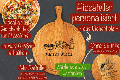Pizzateller personalisiert aus Eichenholz • Pizzabrett