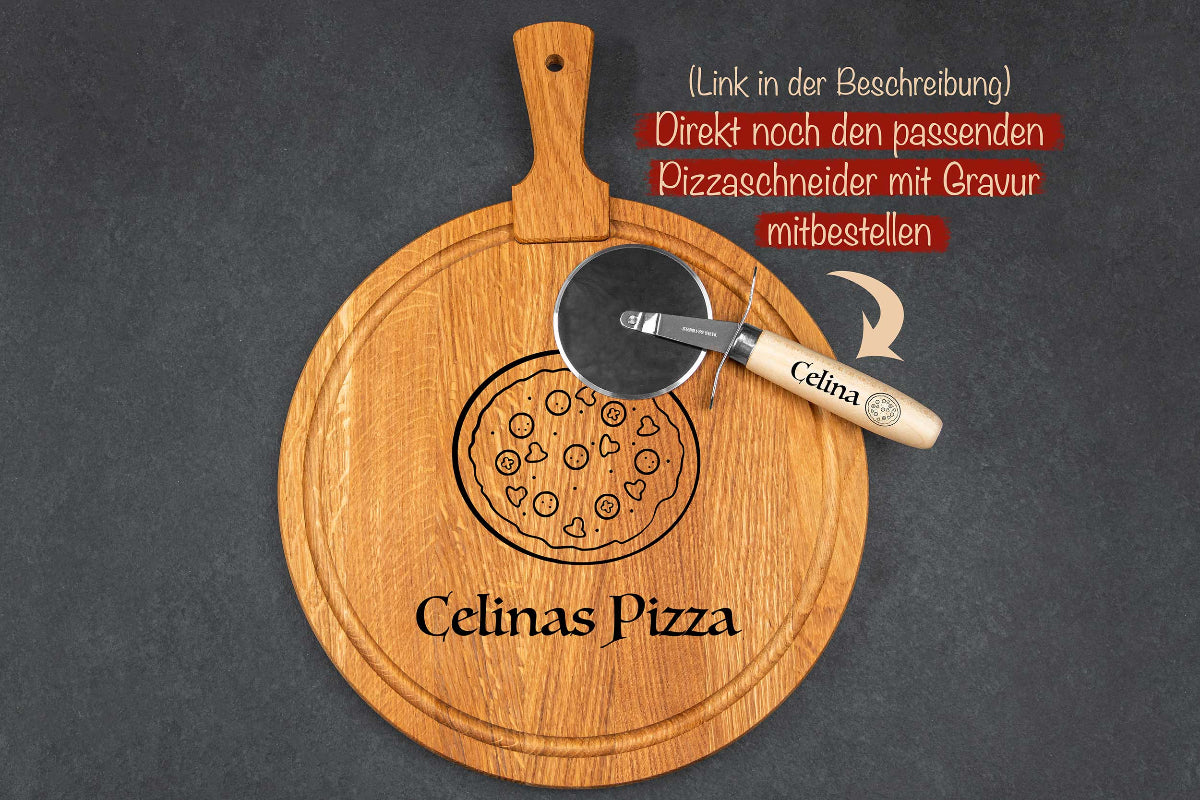 Pizzateller personalisiert aus Eichenholz • Pizzabrett