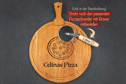 Pizzateller personalisiert aus Eichenholz • Pizzabrett