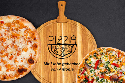 Pizzateller personalisiert aus Eichenholz • Pizzabrett
