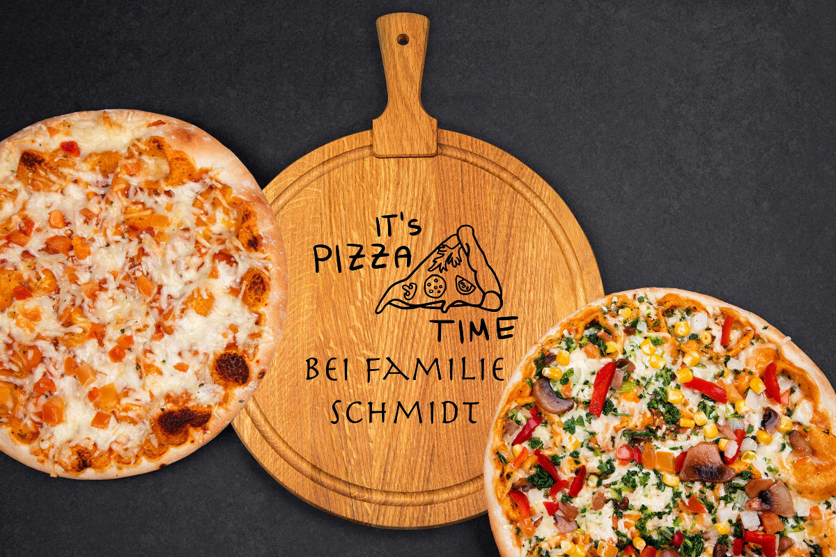 Pizzateller personalisiert aus Eichenholz • Pizzabrett