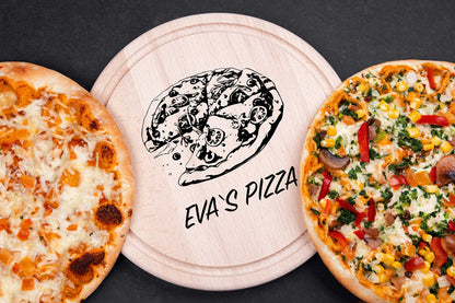 Pizzabrett aus Holz personalisiert • Pizzateller