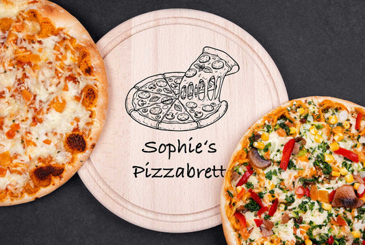 Pizzabrett aus Holz personalisiert - Pizzateller