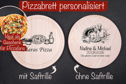 Pizzabrett aus Holz personalisiert • Pizzateller