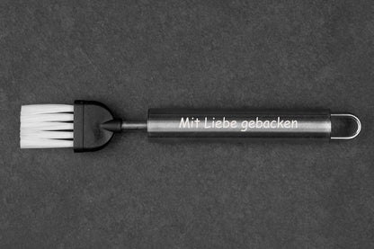 Edelstahl Backpinsel personalisiert mit Namen • Haushaltspinsel