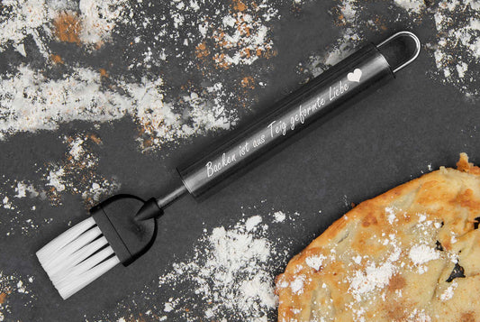 Edelstahl Backpinsel personalisiert mit Namen • Haushaltspinsel