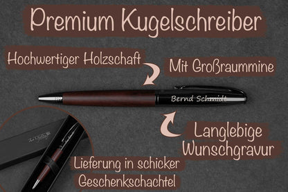 Personalisierter Premium Kugelschreiber mit edlem Holzgriff