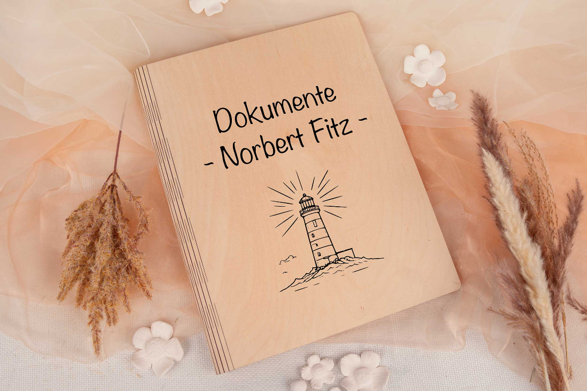 Personalisierter Ordner aus Birkenholz • Stammbuch, Holzordner, Dokumentenordner