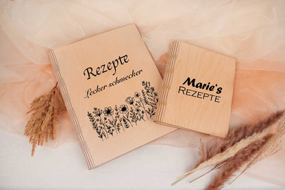Personalisierter Rezeptordner aus Birkenholz
