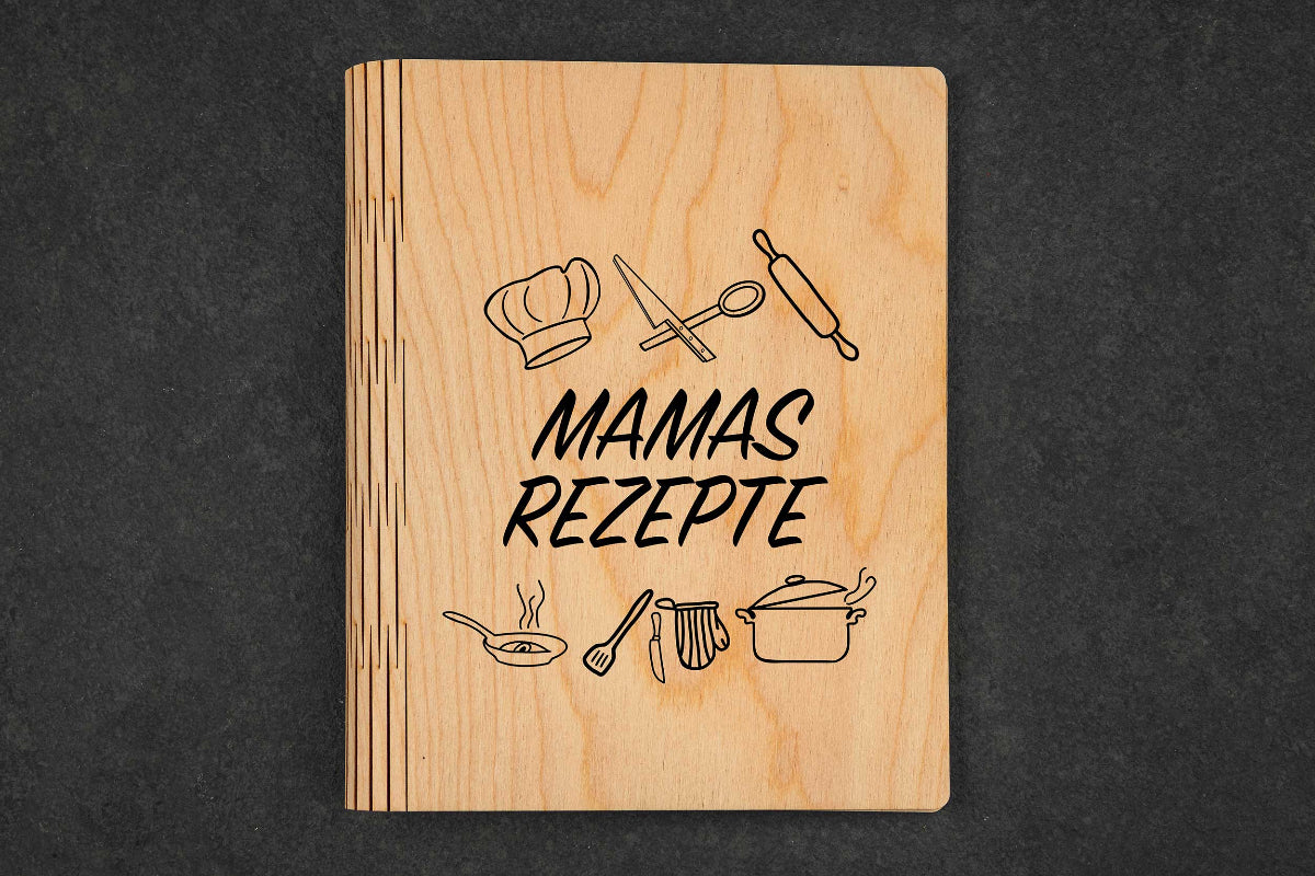 Personalisierter Rezeptordner aus Birkenholz