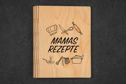 Personalisierter Rezeptordner aus Birkenholz
